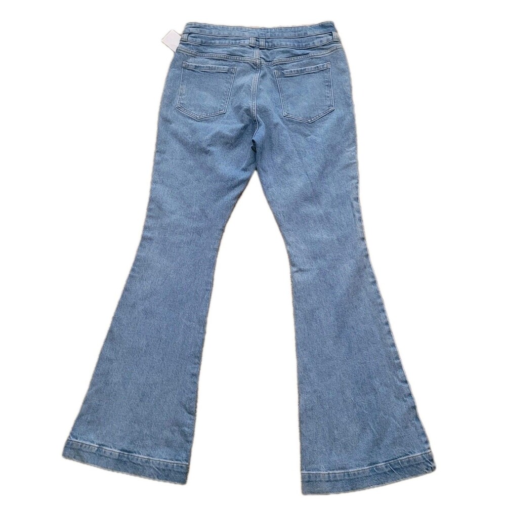NWOT Frame Jeans Caye Denim Womens 33 Light Blue Double Button Flare Leg Bootcut - Picture 2 of 16